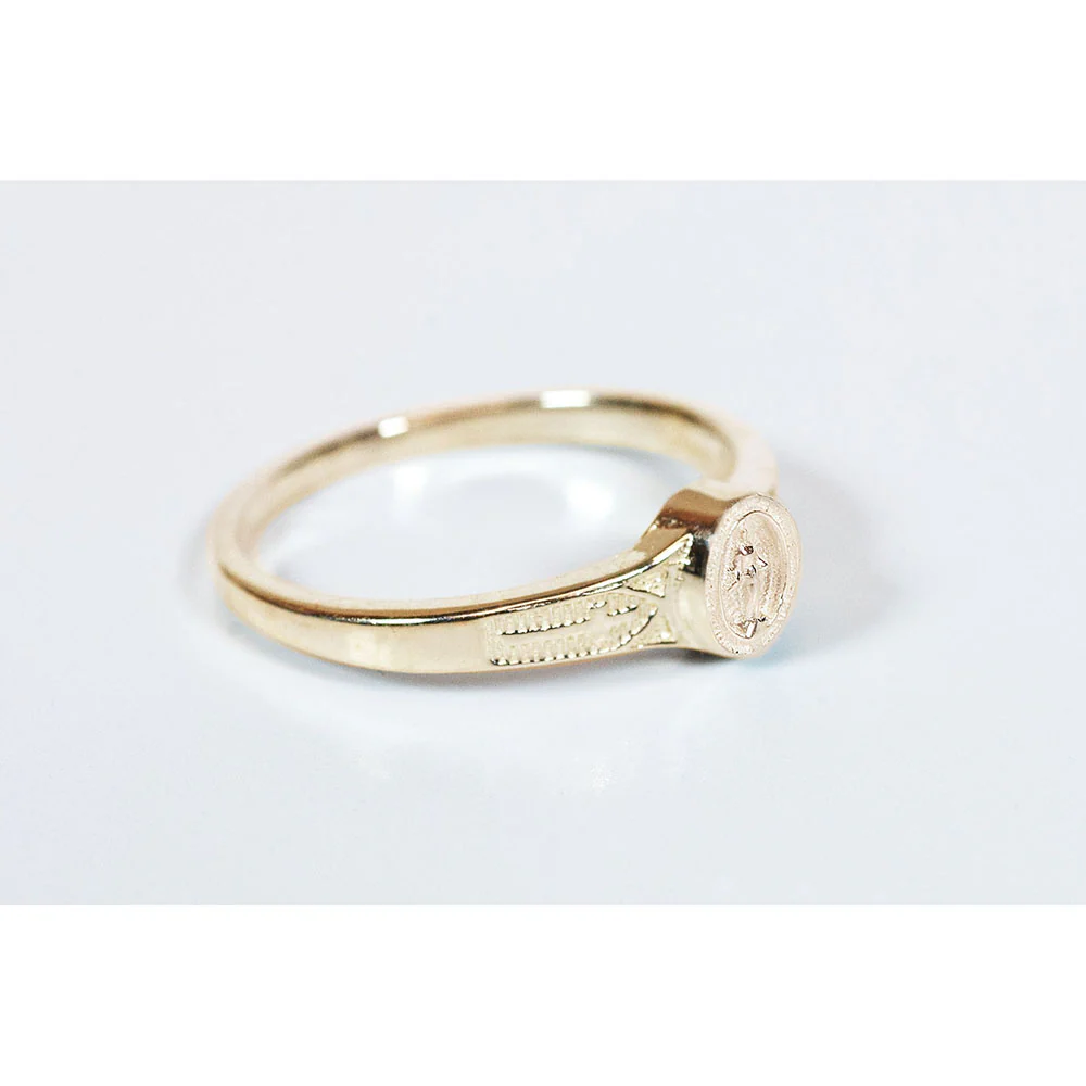 14 KT Gold Miraculous Medal Ring - Multiple Sizes