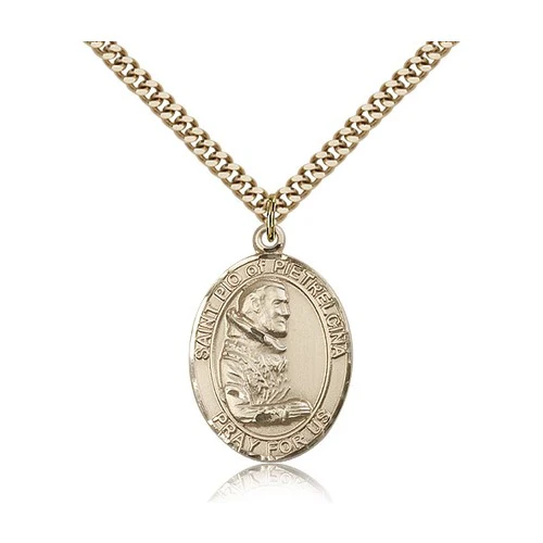 14kt Gold Filled St. Pio of Pietrelcina Pendant w/ chain