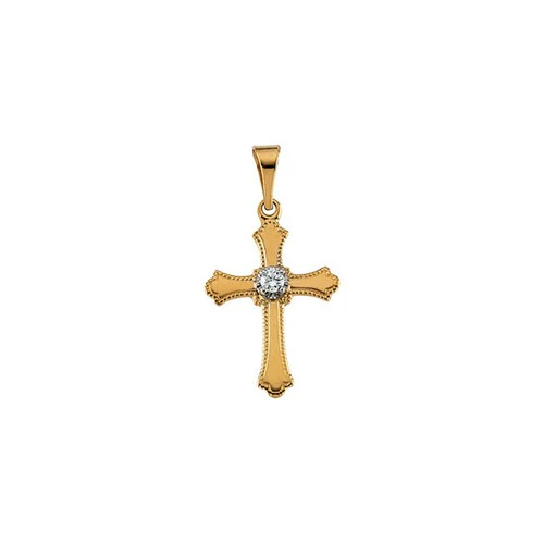14kt Yellow Gold  15x11mm Diamond Cross Pendant