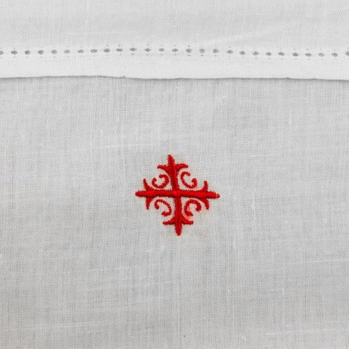 Altar Linens Red Fleury Cross Purificators - Set of 3