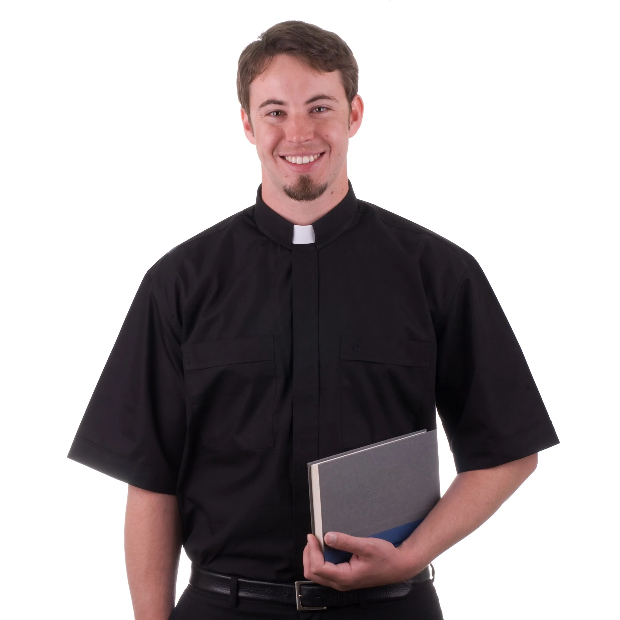 Black Short Sleeve Clergy Shirt - Image 11