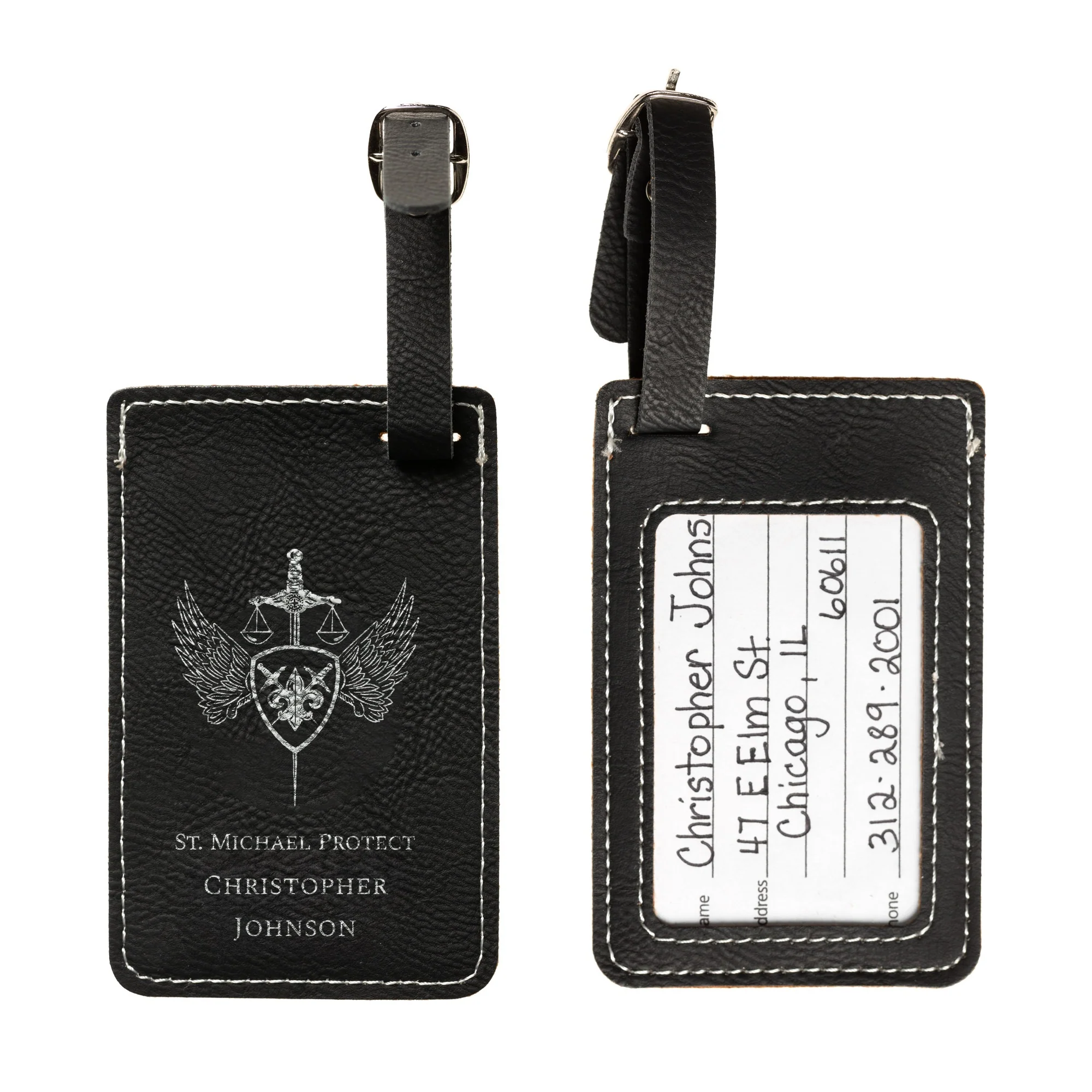 Black St. Michael Luggage Tags - Set of 2 - Image 2