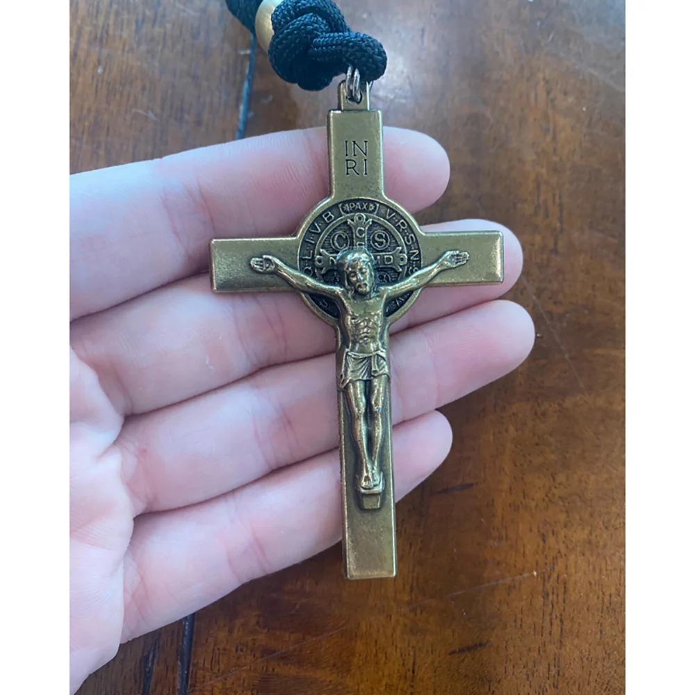 Brass St. Michael & St. Benedict Paracord Rosary - Image 16