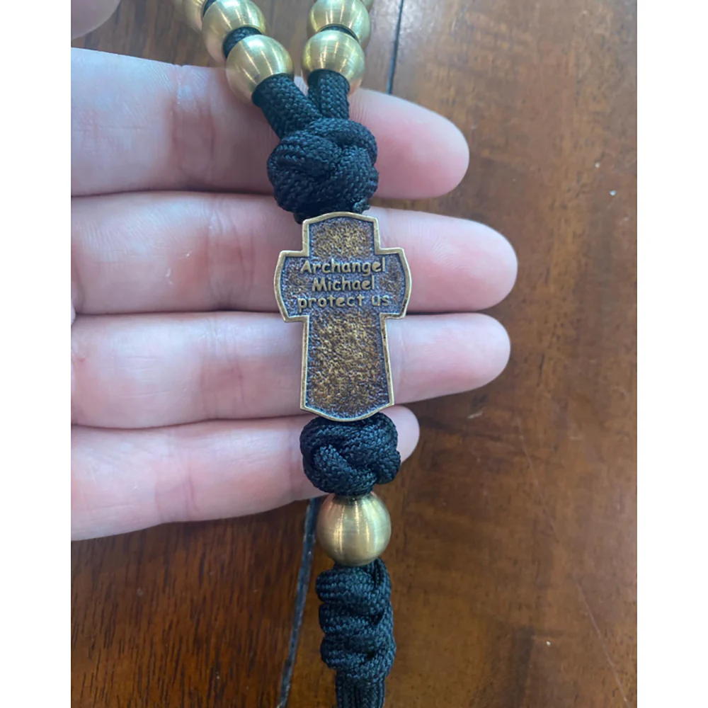 Brass St. Michael & St. Benedict Paracord Rosary - Image 19