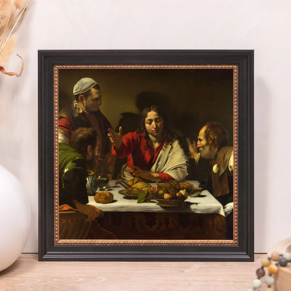 Caravaggio's Supper at Emmaus Framed Canvas - Sacred Mini Collection - Image 7