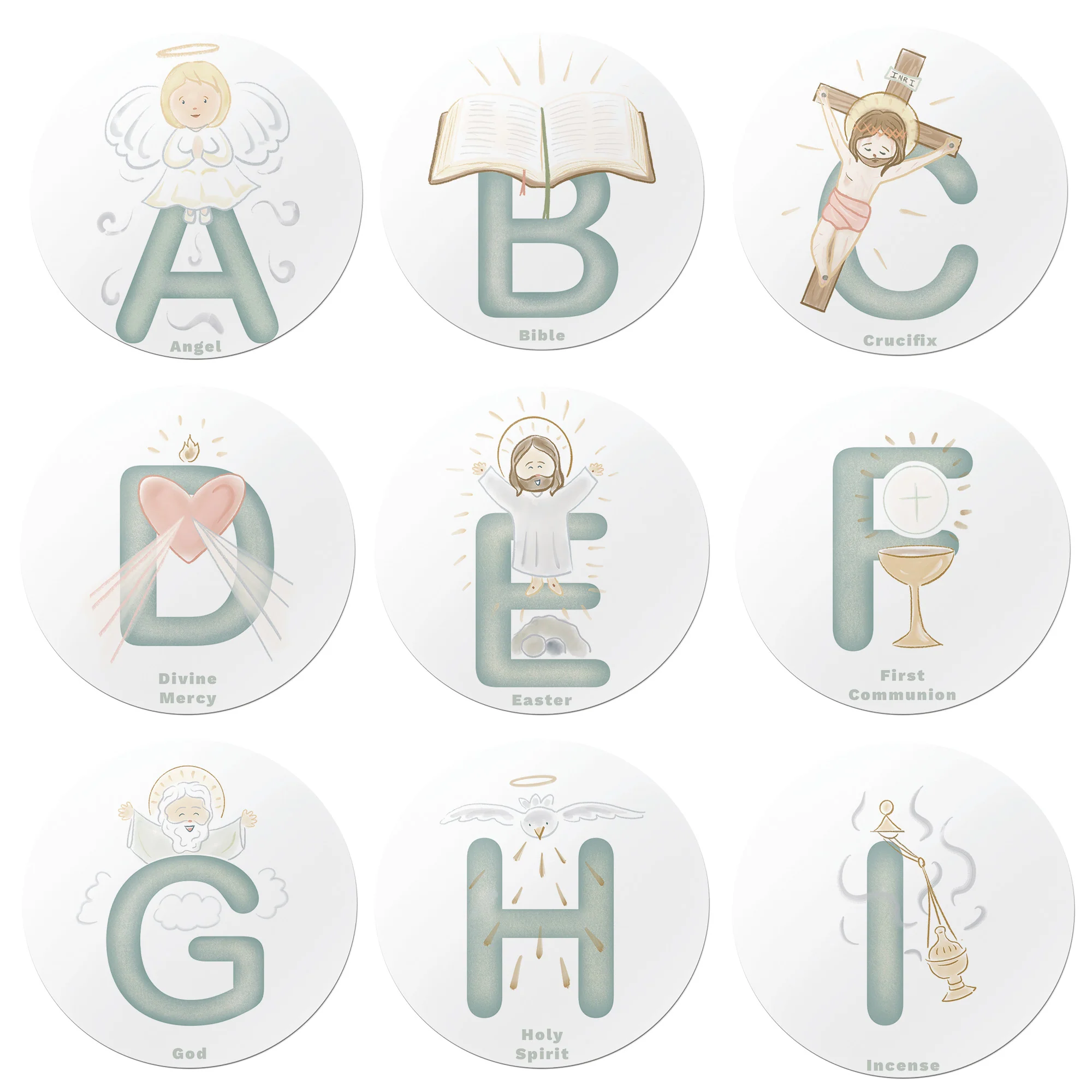Catholic Alphabet Magnets - Set of 26 - Image 3