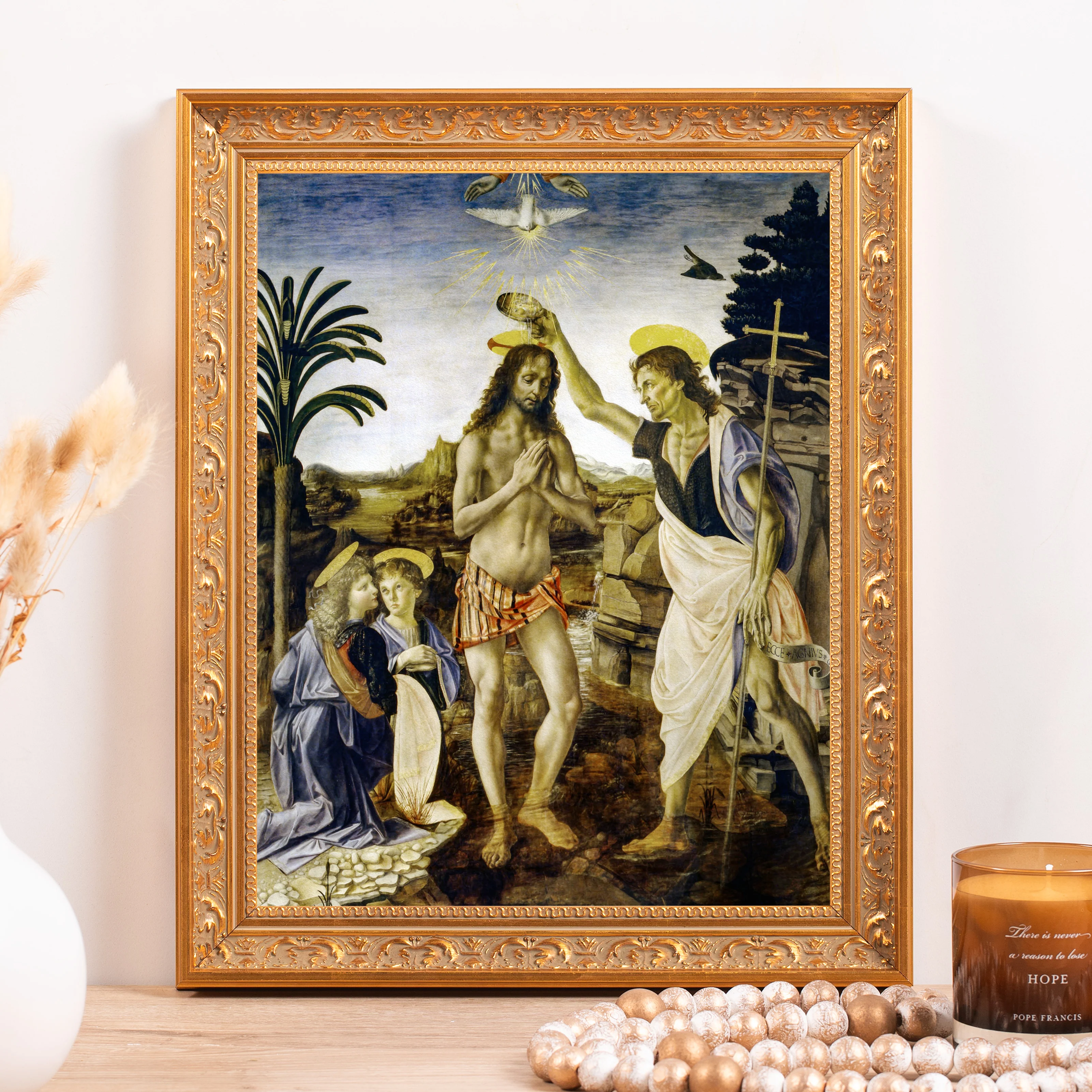 da Vinci's Baptism of Christ Framed Canvas - Sacred Classics Collection - Image 3