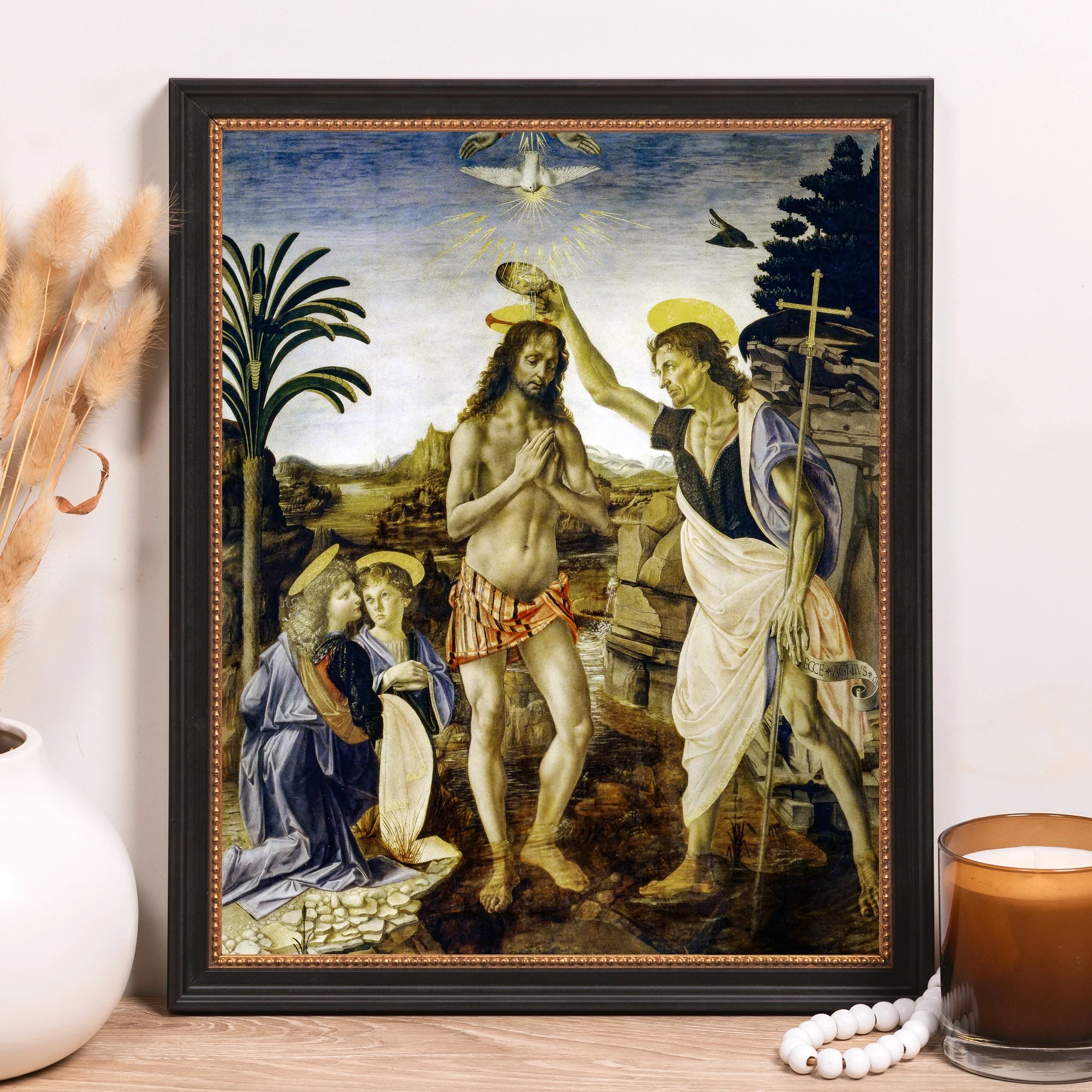 da Vinci's Baptism of Christ Framed Canvas - Sacred Classics Collection - Image 7