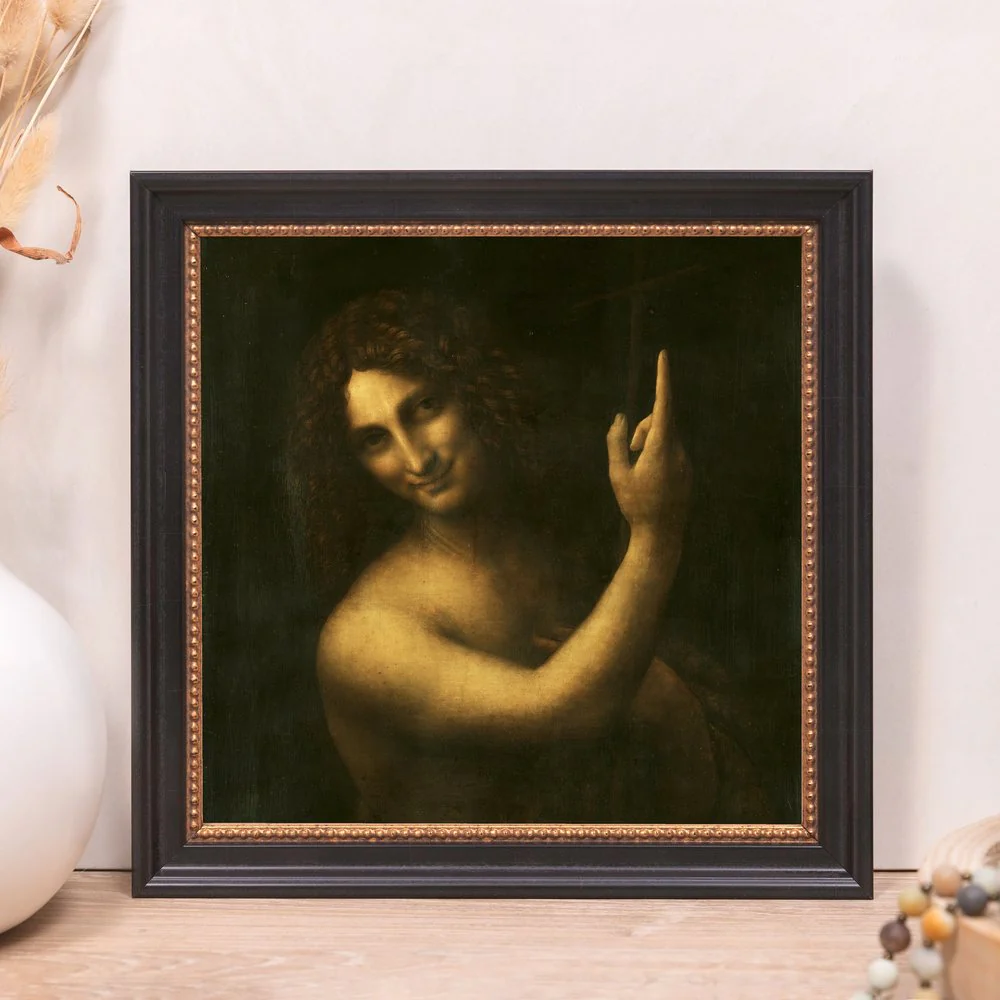 da Vinci's John the Baptist Framed Canvas - Sacred Mini Collection - Image 9
