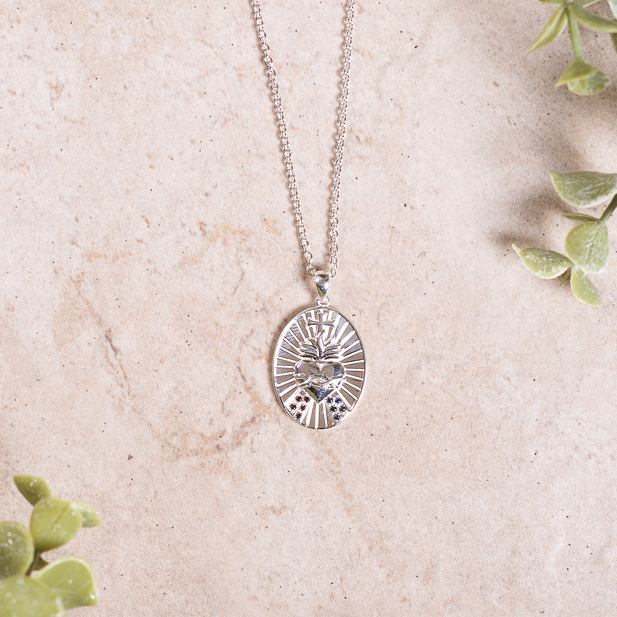 Divine Mercy & Sacred Heart Necklace - Silver or Gold