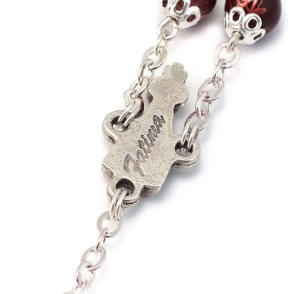 Fatima Crown Marbled Crimson Rosary - Image 6