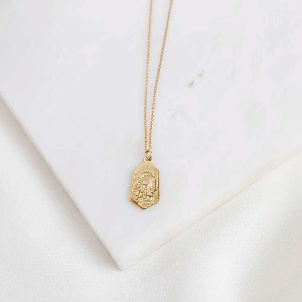 Gold Our Lady of Fatima Profile Necklace - Image 2