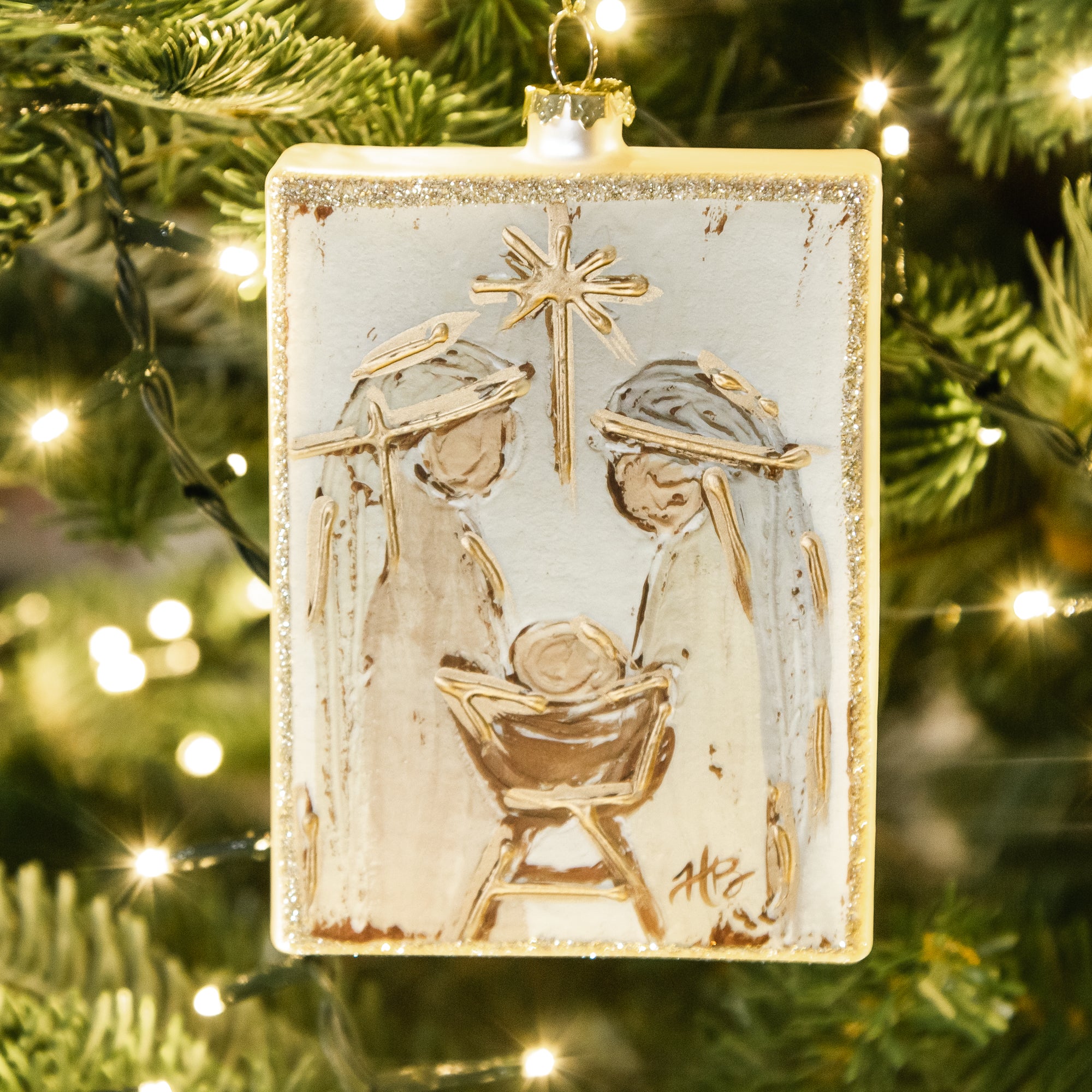 Holy Family Rustic & Gold Ornament