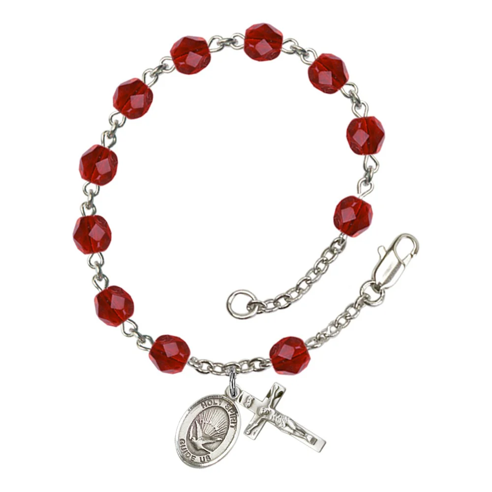 Holy Spirit Red July Rosary Bracelet 6mm