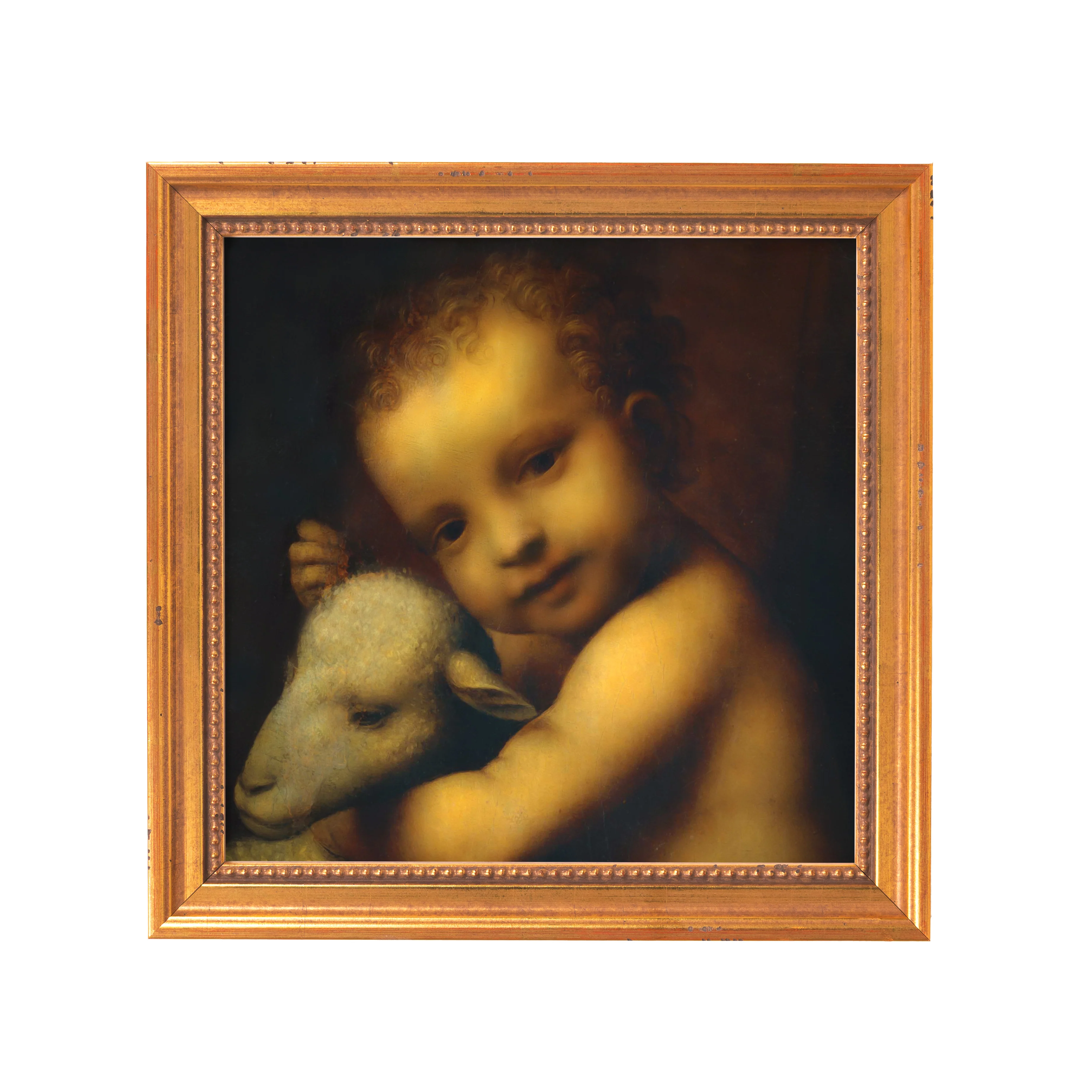 Infant Jesus with a Lamb Framed Canvas - Sacred Mini Collection - Image 5
