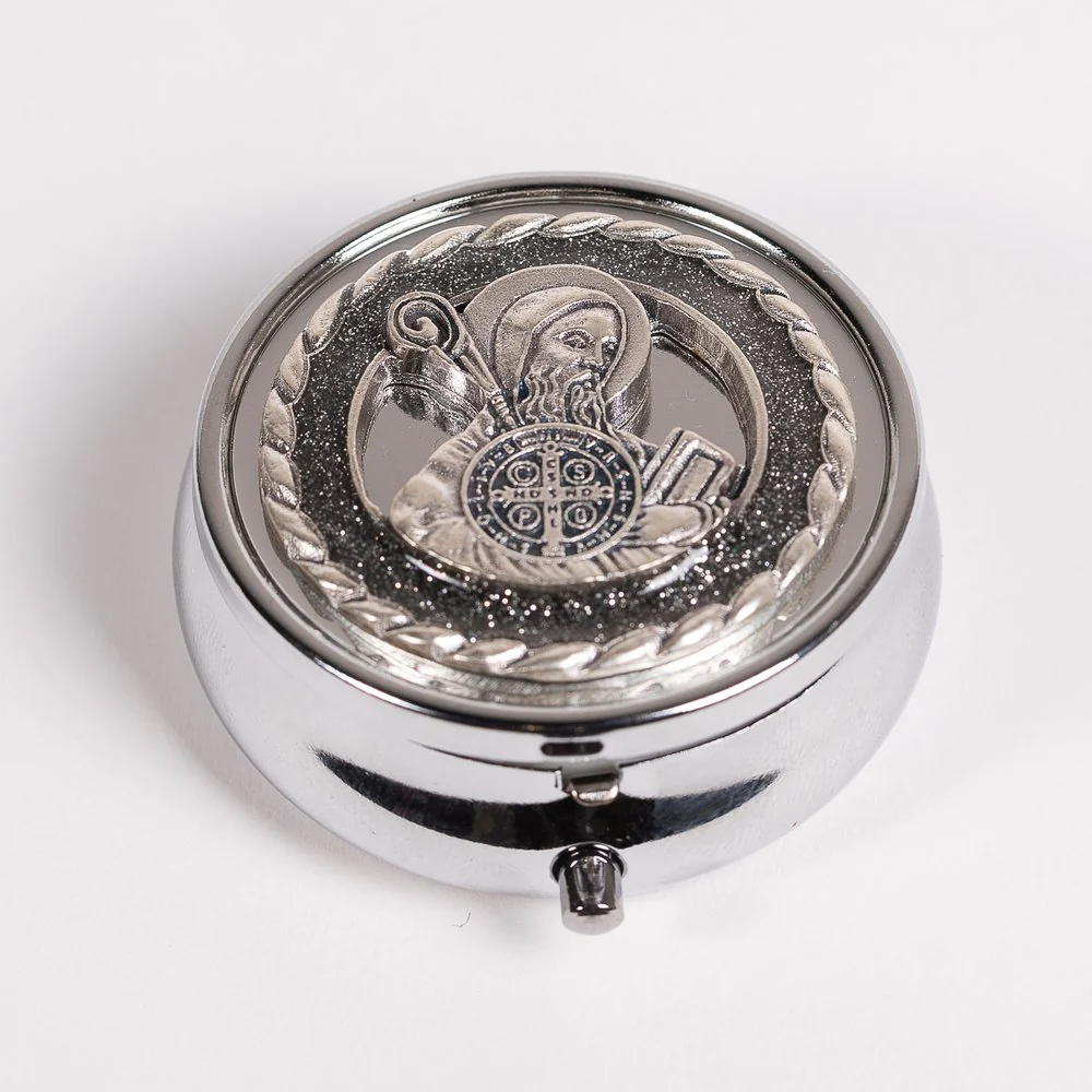 Italian Silver Glass St. Benedict Rosary & St. Benedict Rosary Box Set - Image 5