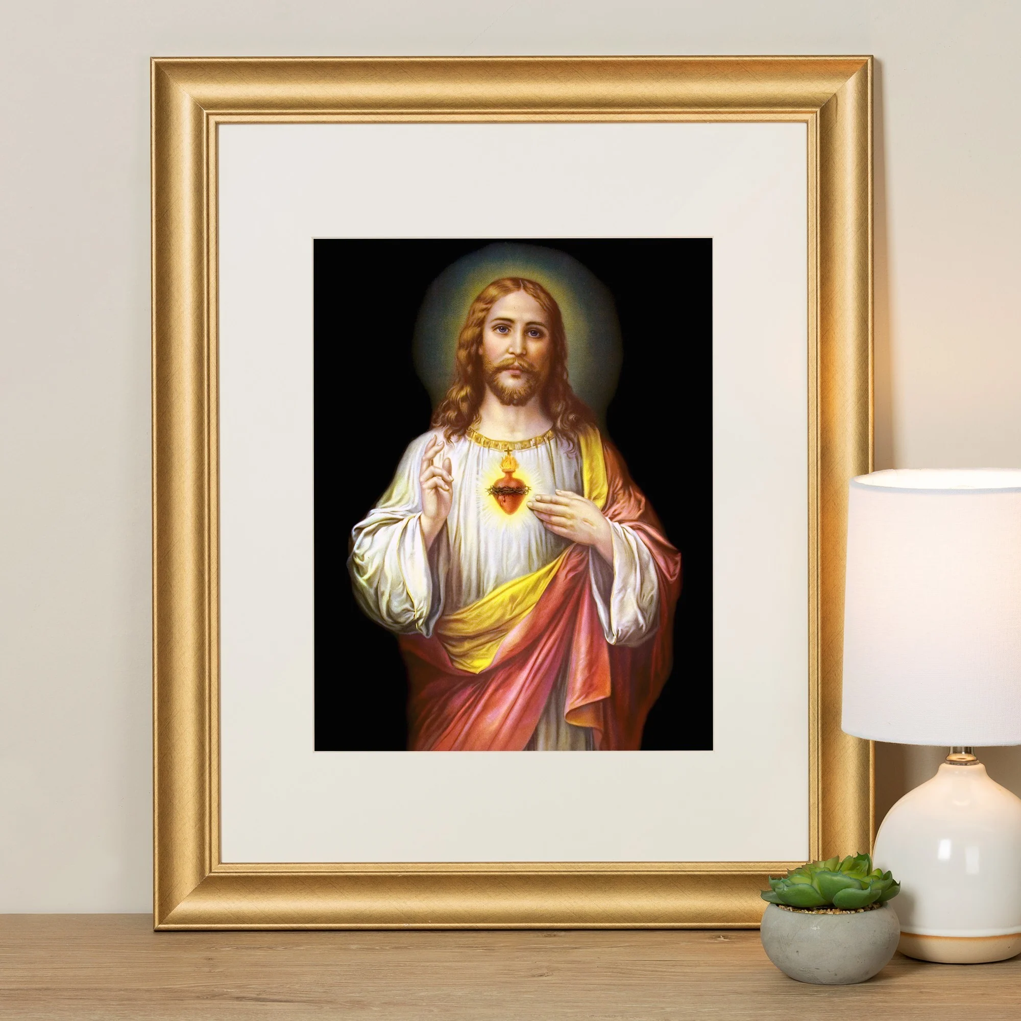 Large Sacred Heart of Jesus Framed Print - Image 5