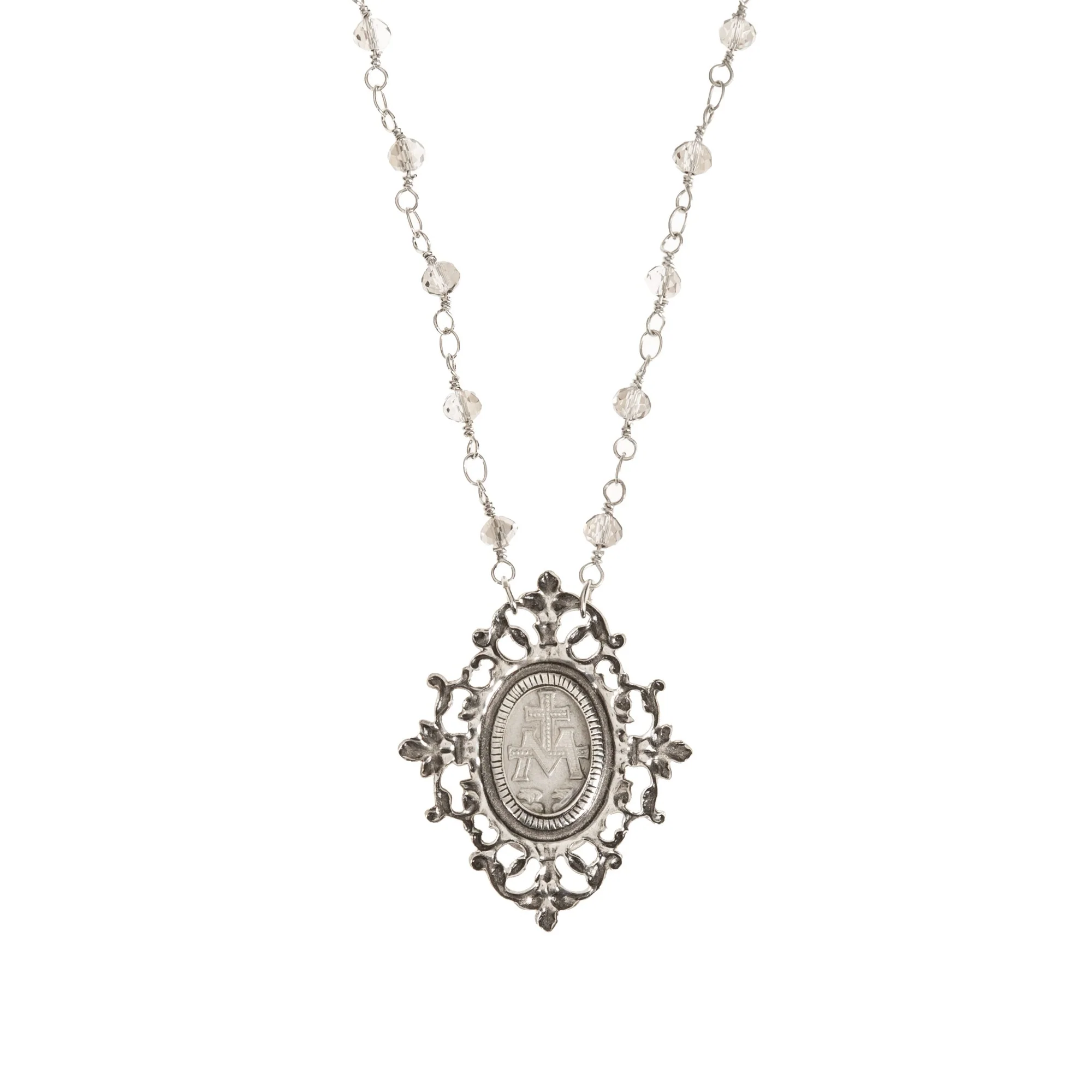 Miraculous Medal Filigree Statement Necklace