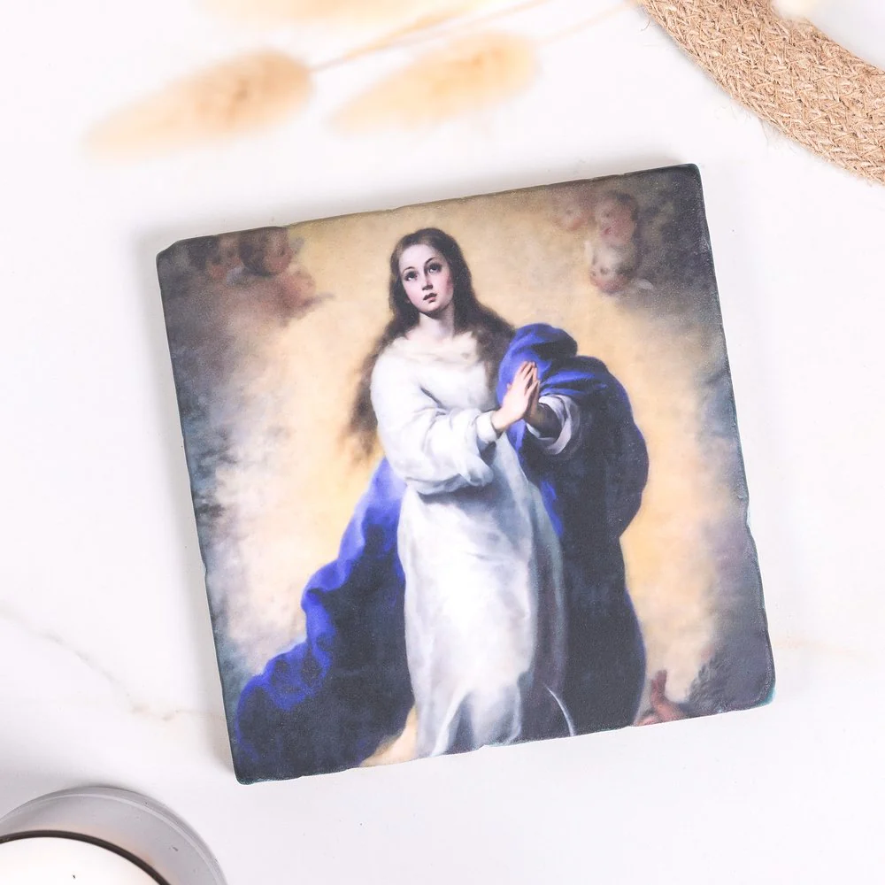 Murillo's Immaculate Conception Tumbled Stone Tile - 6" x 6" - Image 2