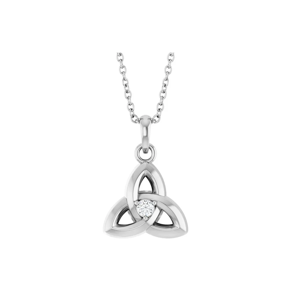 Natural Diamond Trinity Knot Necklace - 18"