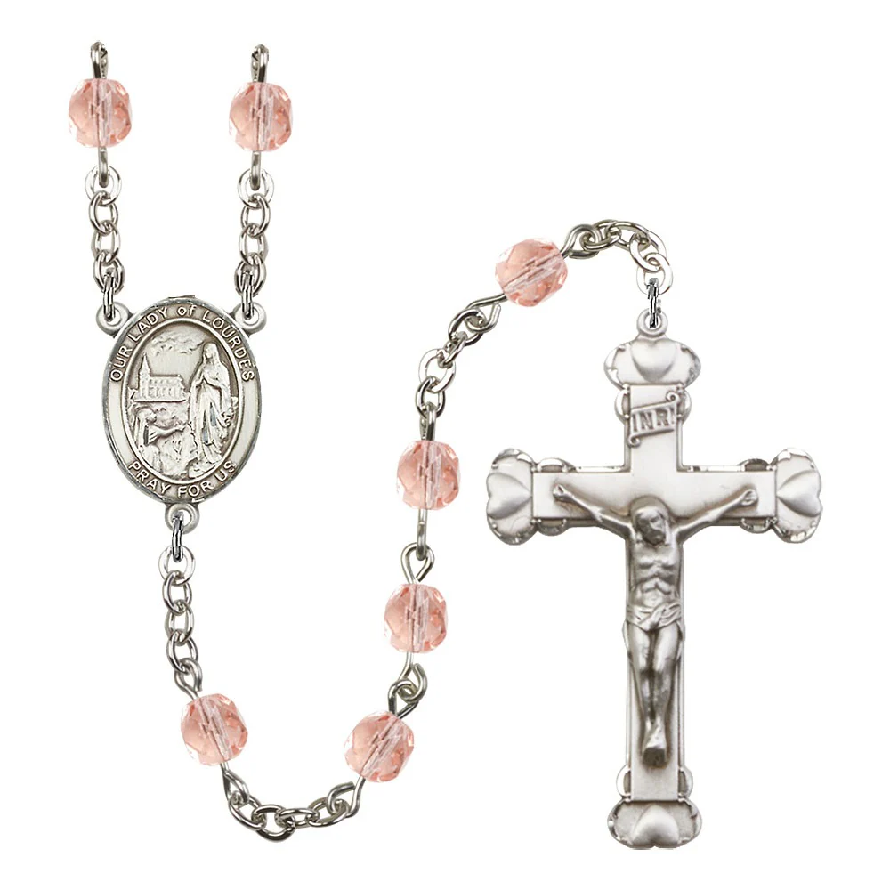 Our Lady Of Lourdes Pink October Rosary 6mm