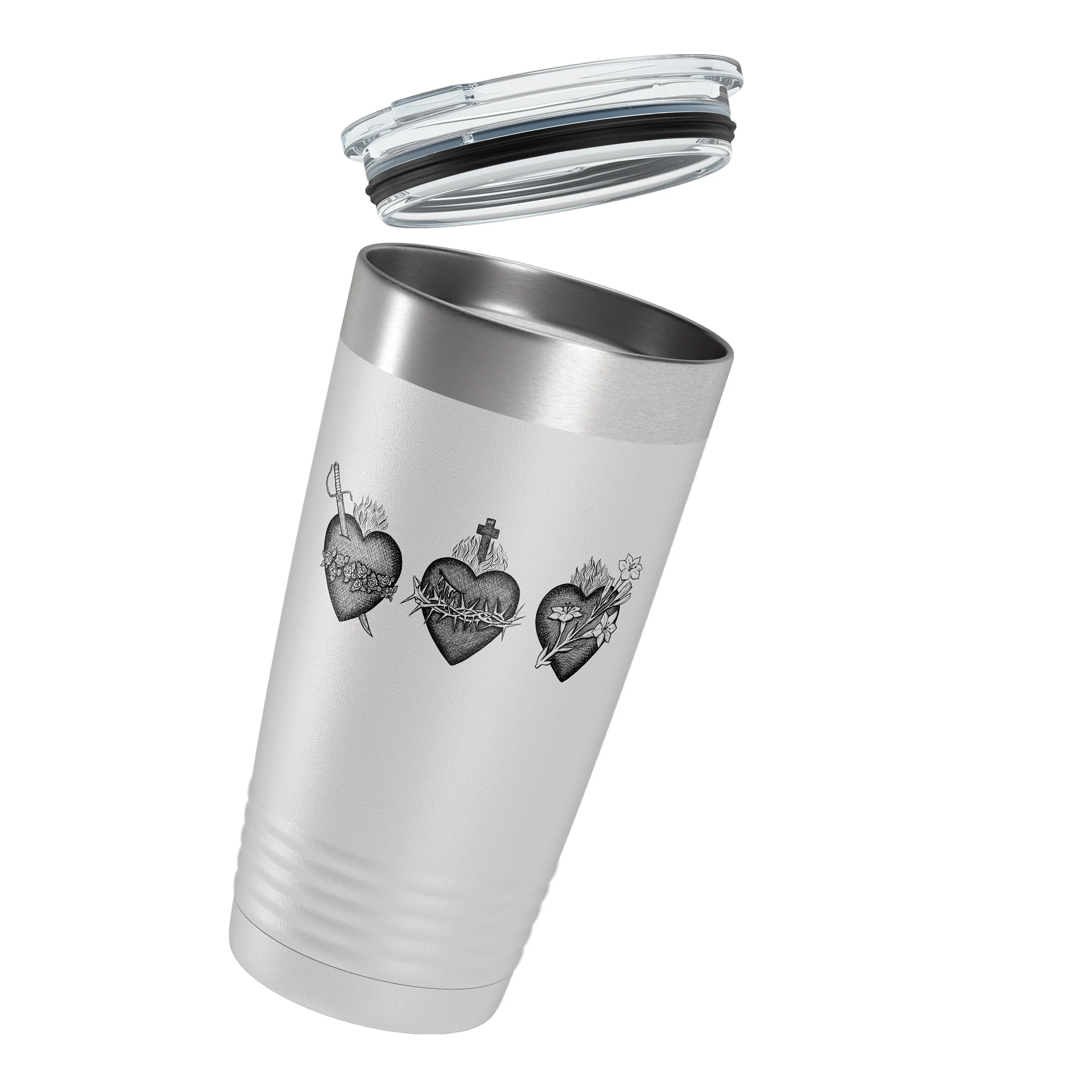 Personalized 3 Hearts White 20 oz. Tumbler - Image 4