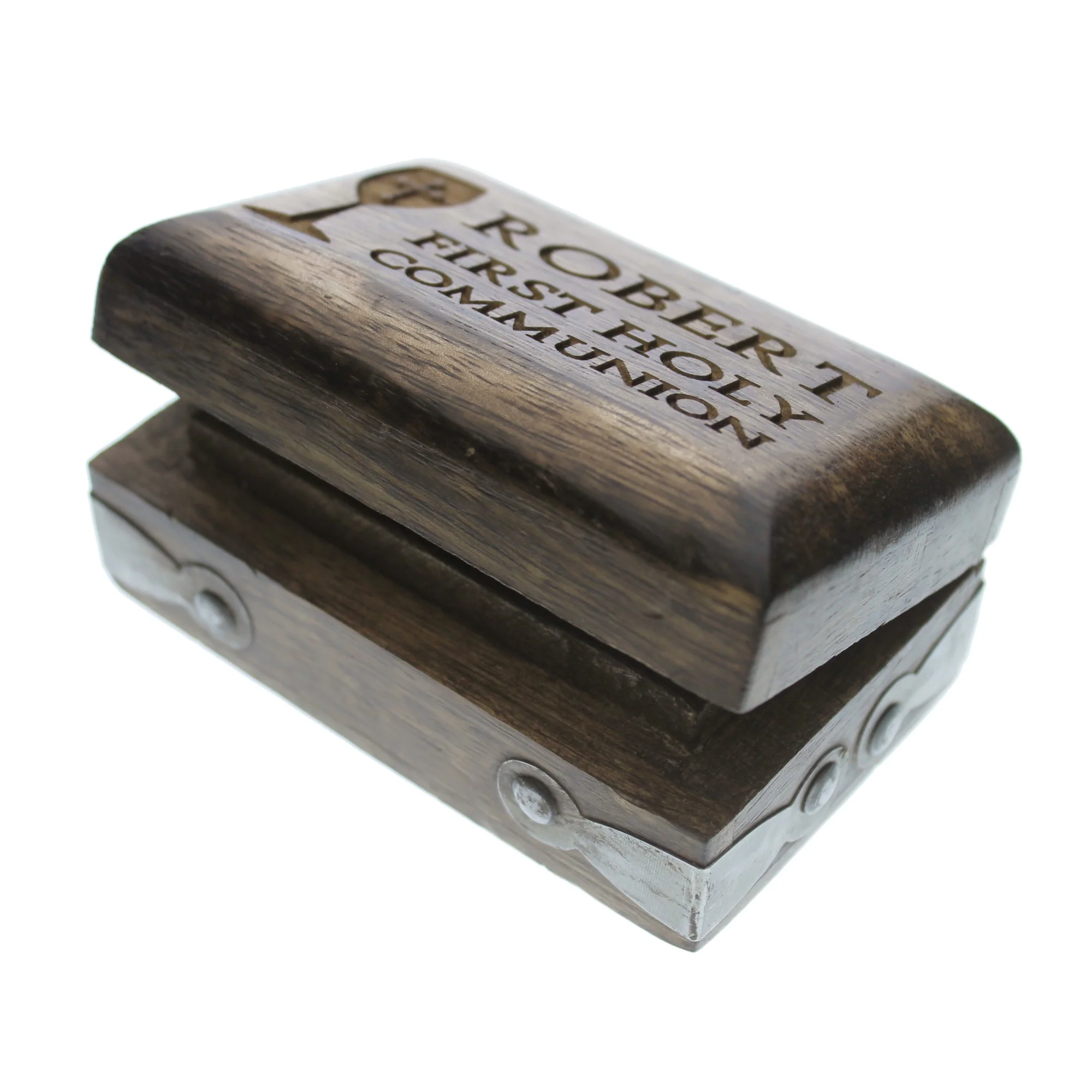 Personalized First Communion Wood Rosary Box - Image 2