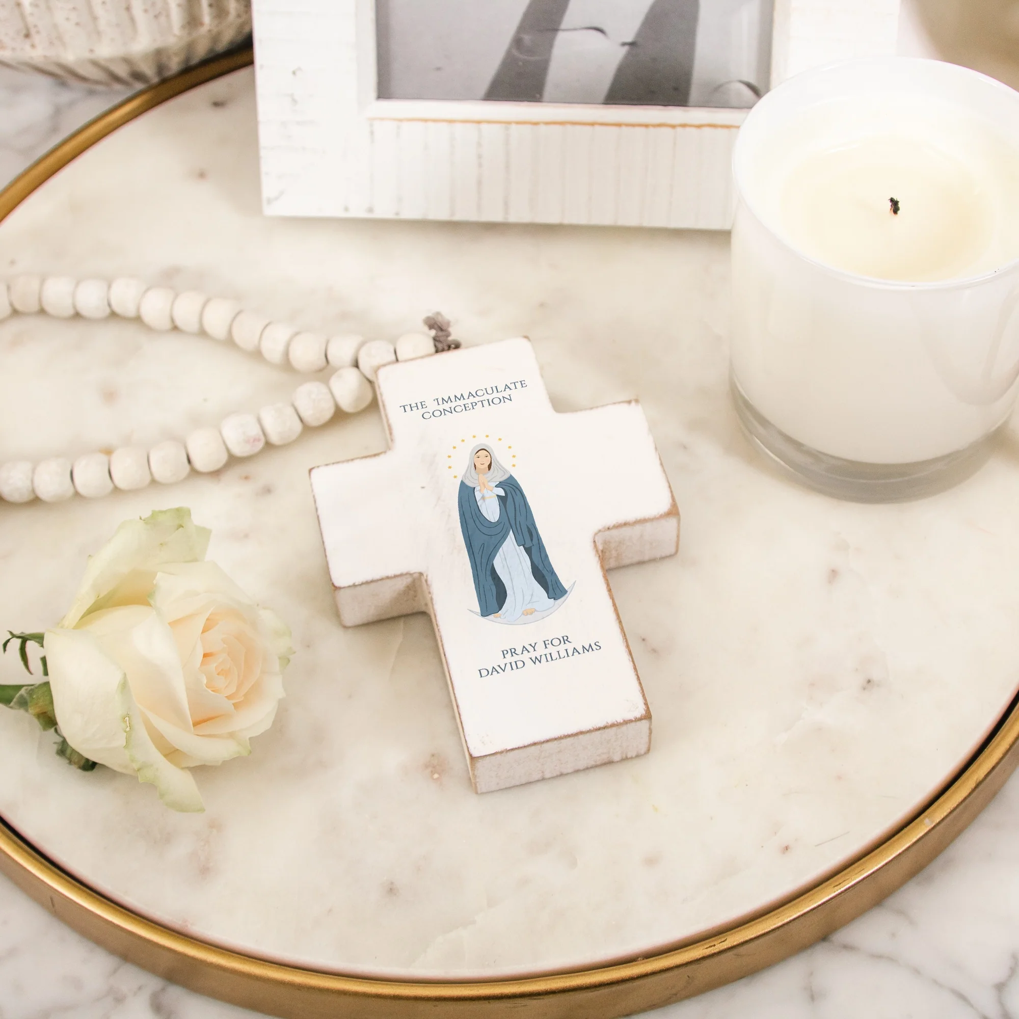 Personalized Immaculate Conception Hanging Cross - Image 2