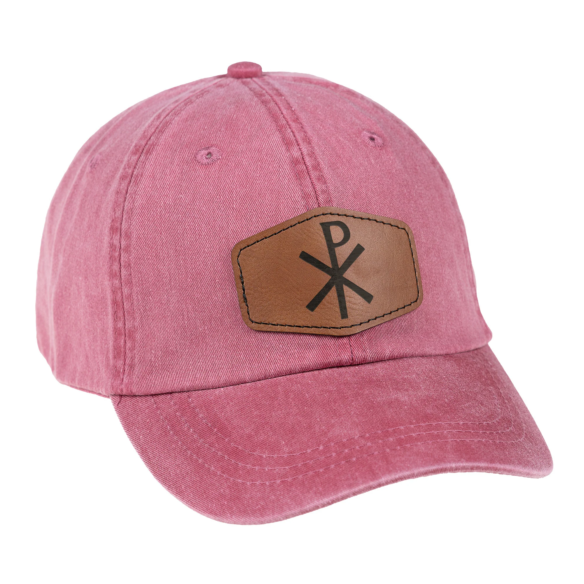 Red Chi Rho Leather Patch Ball Cap - Image 2