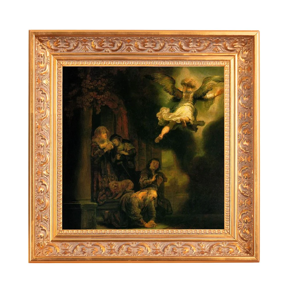 Rembrandt's Archangel Raphael Framed Canvas - Sacred Mini Collection - Image 3
