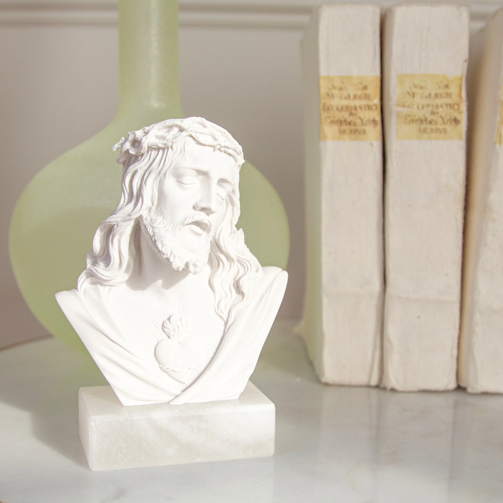 Sacred Heart Italian Alabaster Bust - 5.5" - Image 2