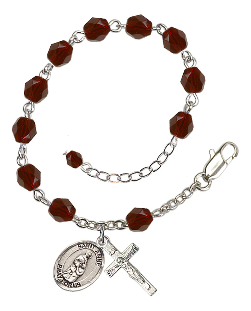 St. Anne Crystal Birthstone Rosary Bracelet - Multiple Birthstones