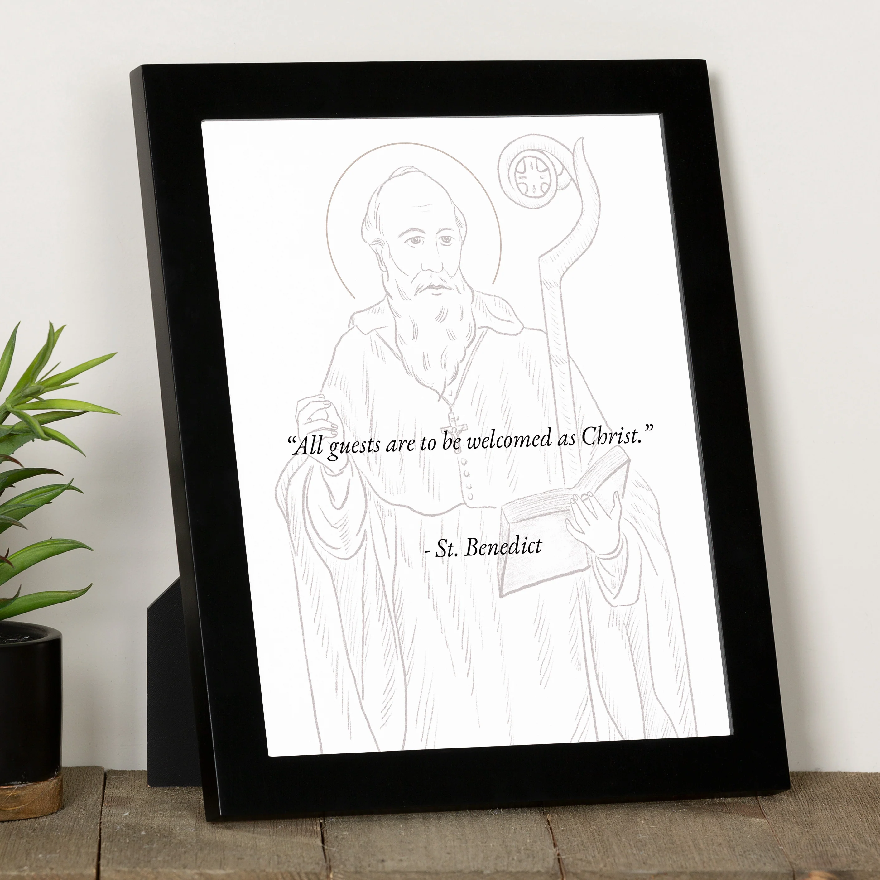 St. Benedict "All Guests Are To Be Welcomed As Christ" 8x10 Framed Print