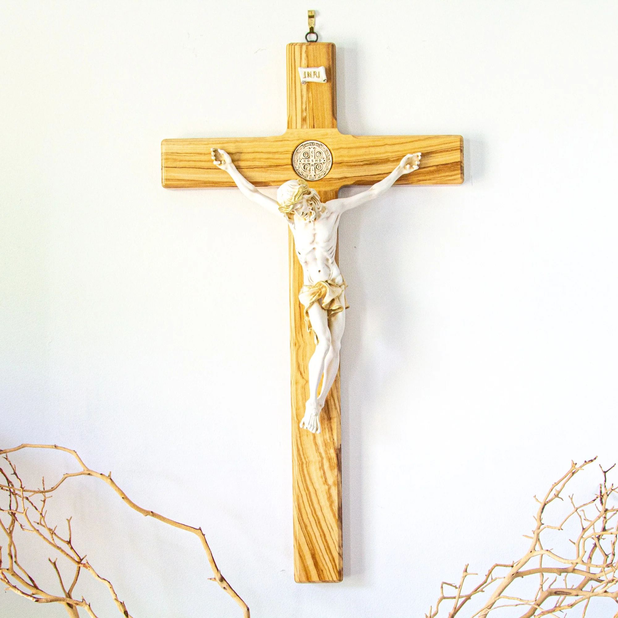 St. Benedict Crucifix with Italian Ivory Corpus - 25.5"