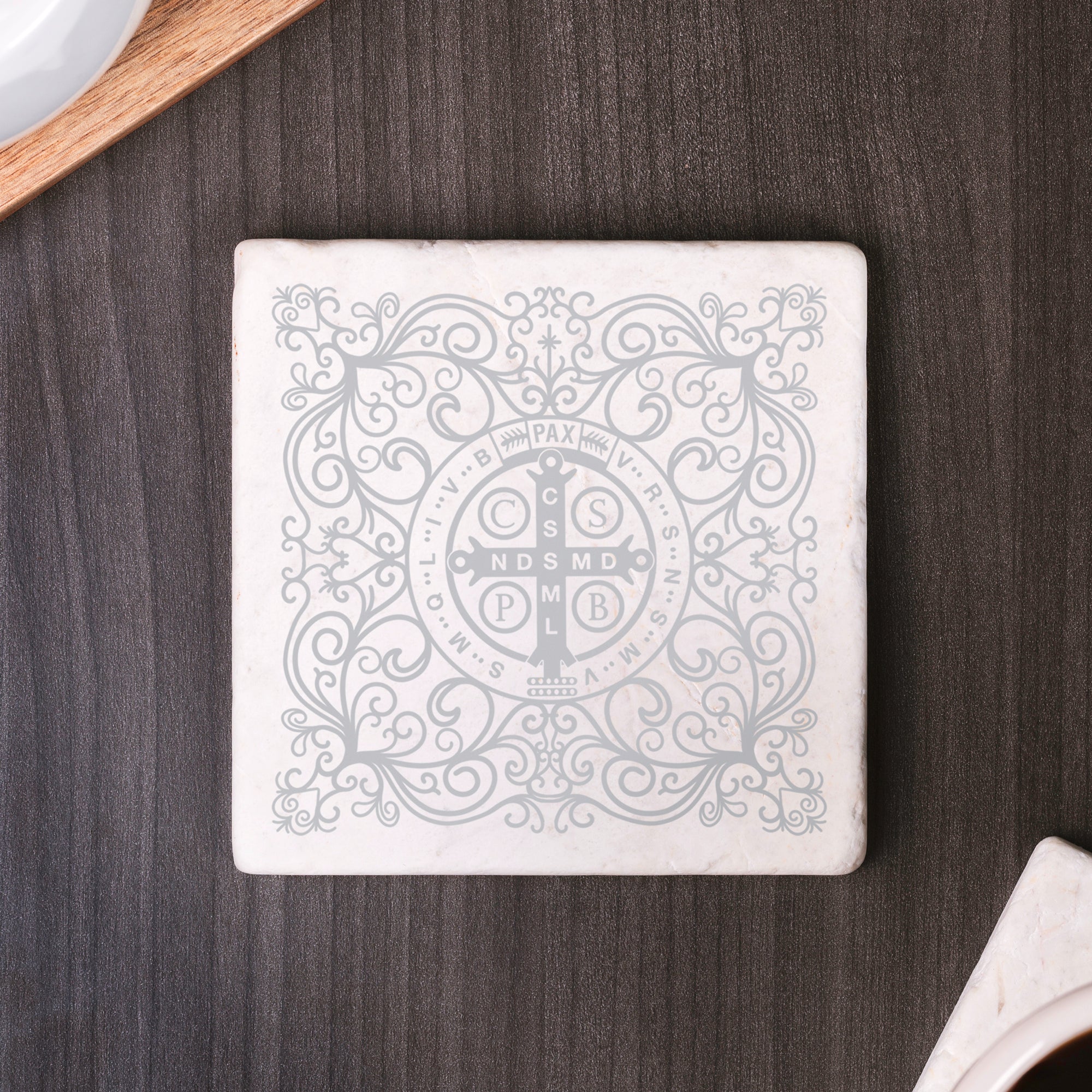 St. Benedict Filigree Stone Coaster - Image 5