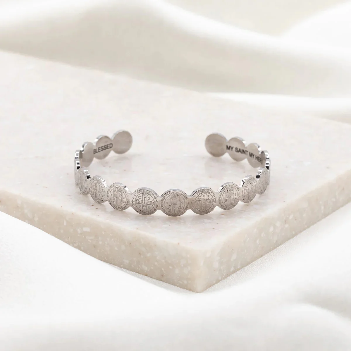 St. Benedict Medal Cuff Bracelet - Multiple Finishes