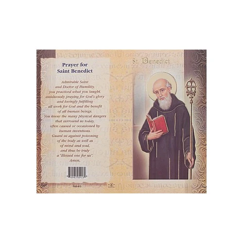 St. Benedict - Mini Lives of the Saints Folded Prayer Card - Image 2
