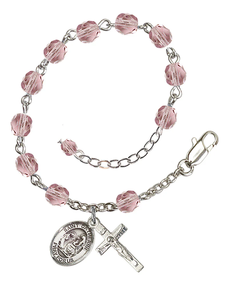 St. Catherine of Siena Crystal Birthstone Rosary Bracelet - Multiple Birthstones - Image 7