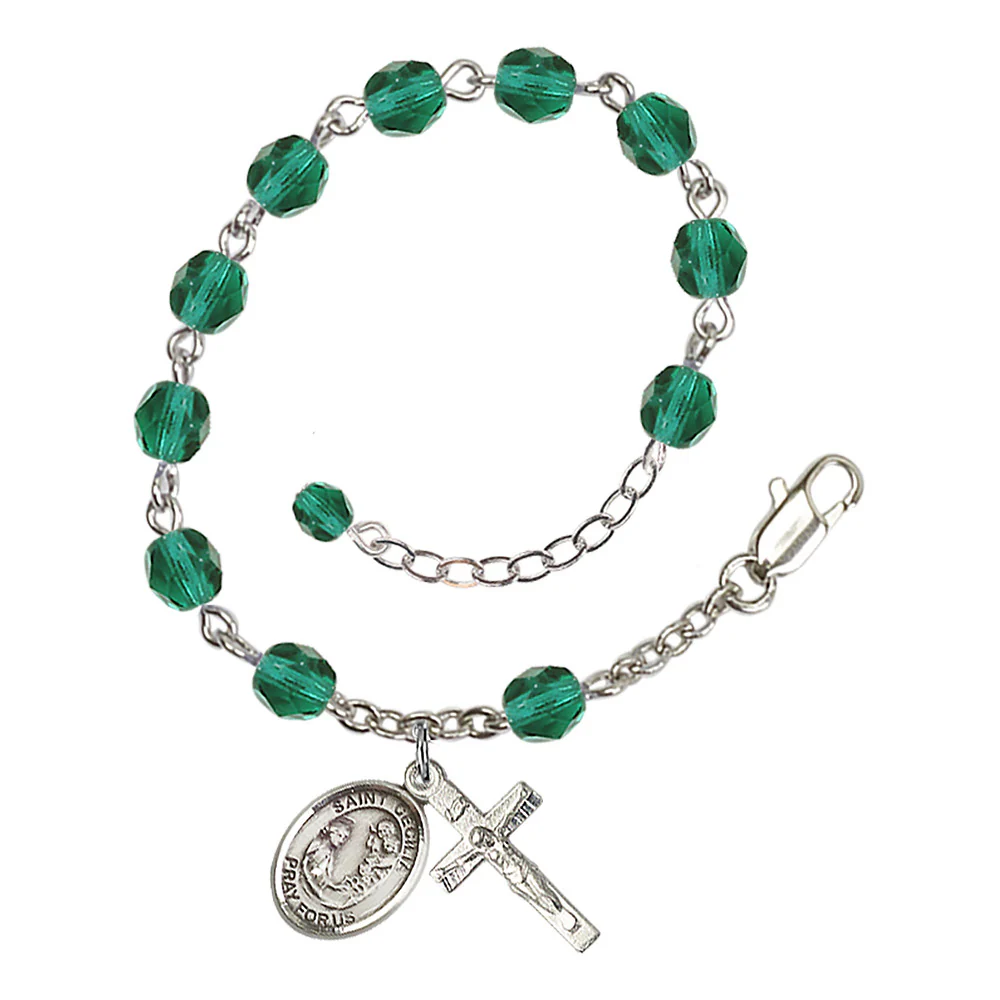 St. Cecilia Crystal Birthstone Rosary Bracelet - Multiple Birthstones - Image 12