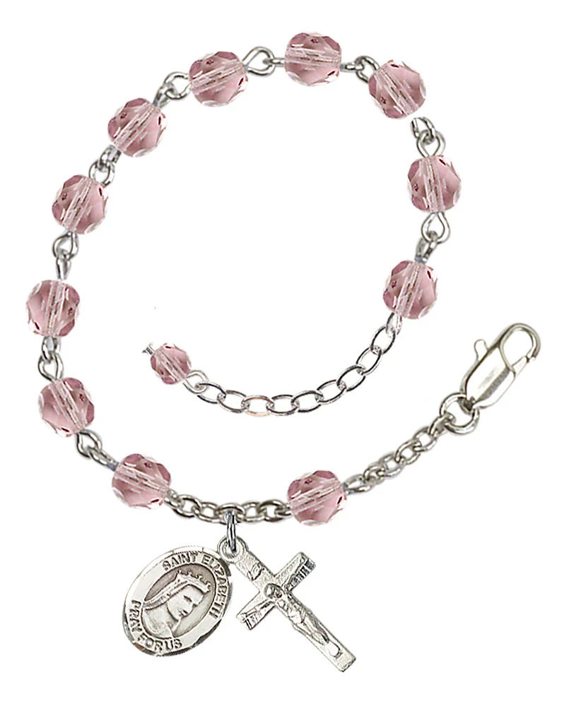 St. Elizabeth of Hungary Crystal Birthstone Rosary Bracelet - Multiple Birthstones - Image 9