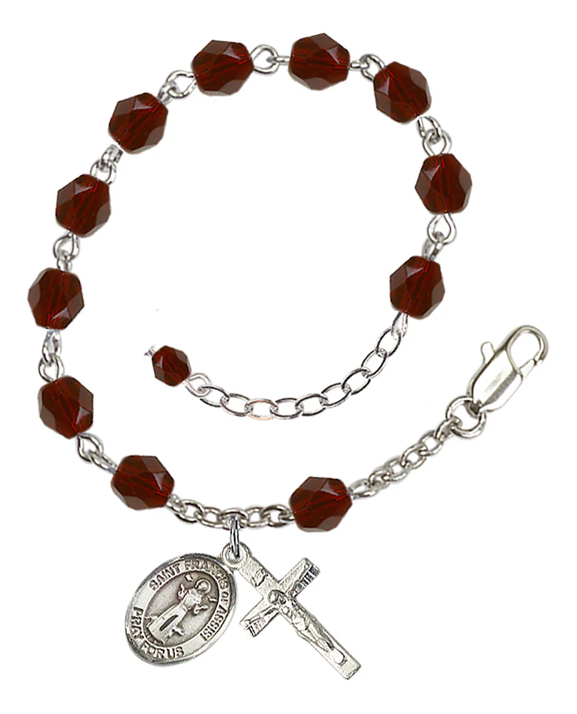 St. Francis of Assisi Crystal Birthstone Rosary Bracelet - Multiple Birthstones - Image 8