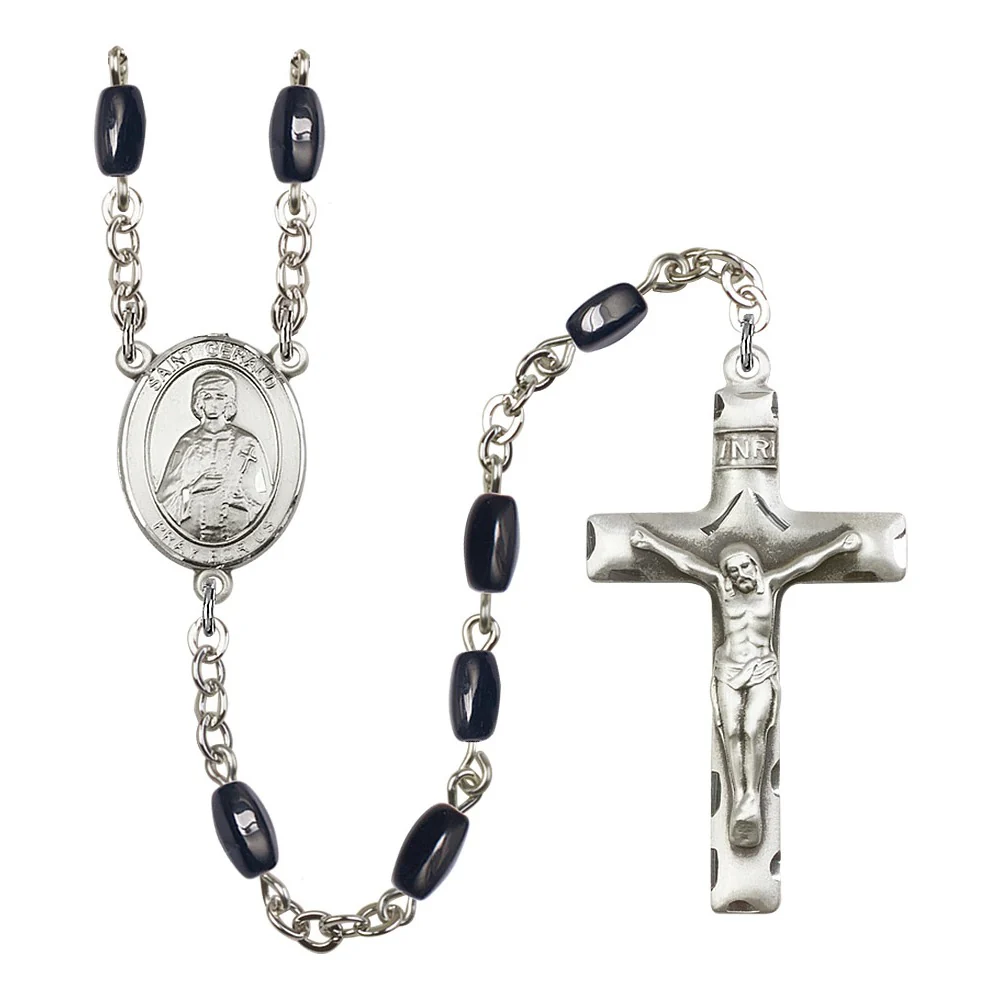 St. Gerald 8X5mm Black Onyx Rosary