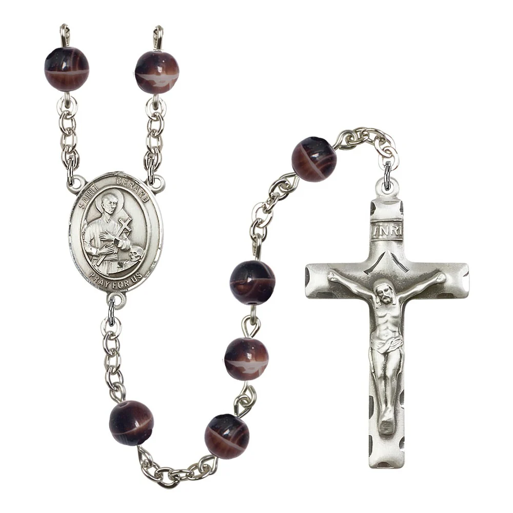 St. Gerard Majella 7mm Brown Rosary