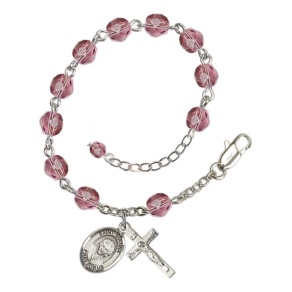 St. Gianna Beretta Molla Crystal Birthstone Rosary Bracelet - Multiple Birthstones - Image 2