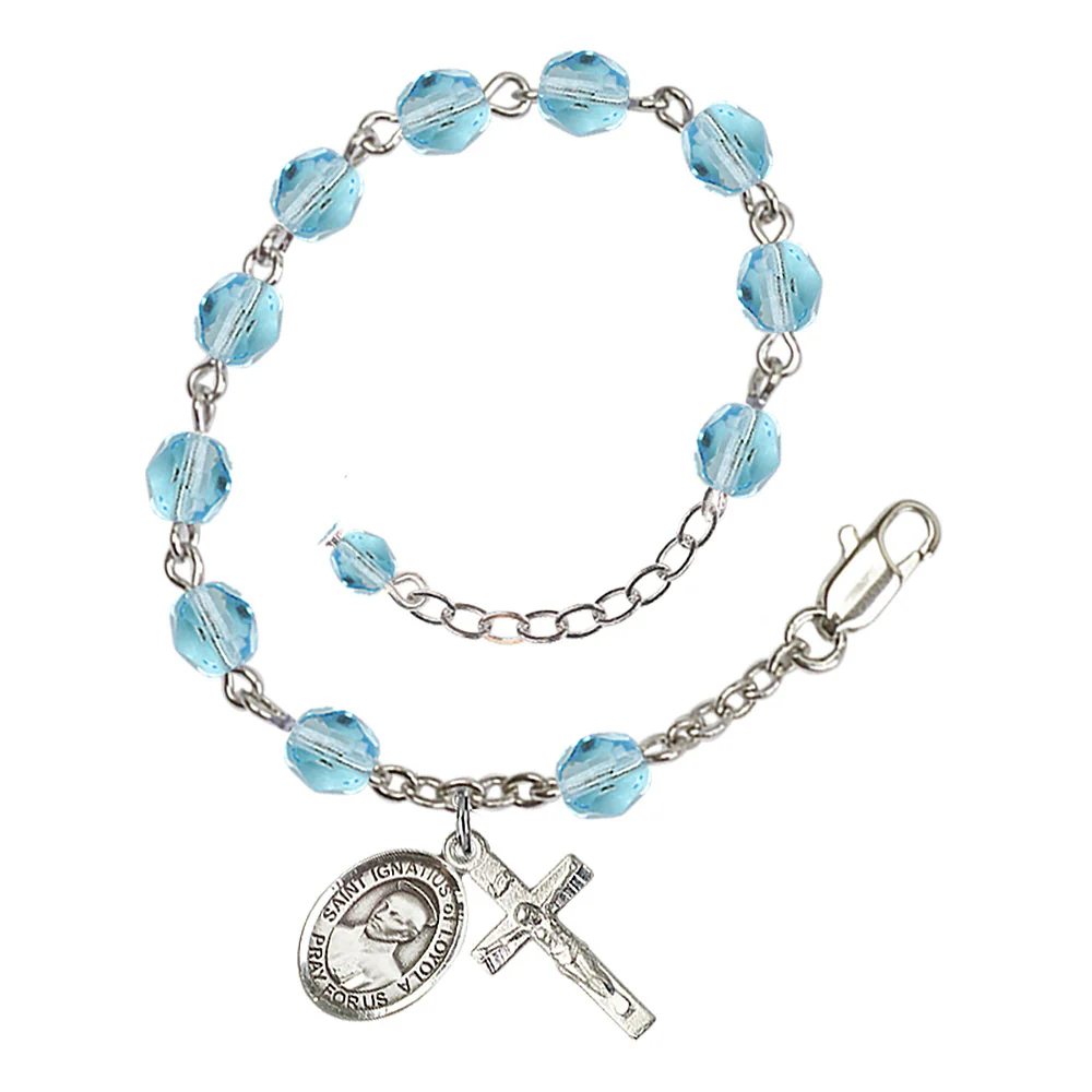 St. Ignatius of Loyola Crystal Birthstone Rosary Bracelet - Multiple Birthstones - Image 3