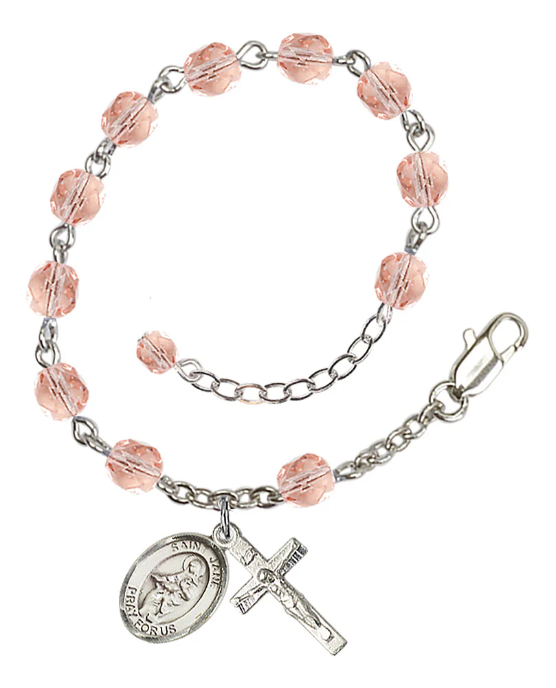 St. Jane Of Valois Pink October Rosary Bracelet 6mm