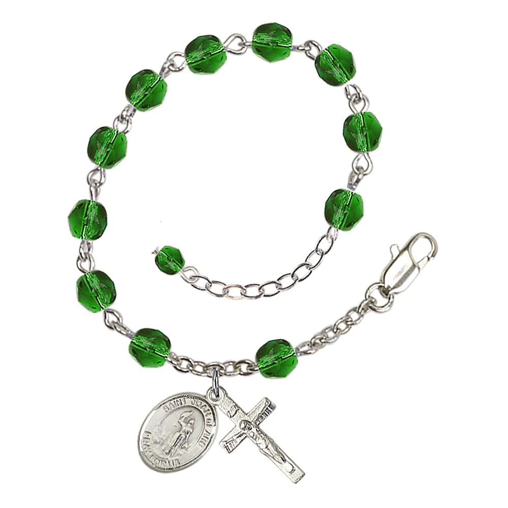 St. Joan of Arc Crystal Birthstone Rosary Bracelet - Multiple Birthstones