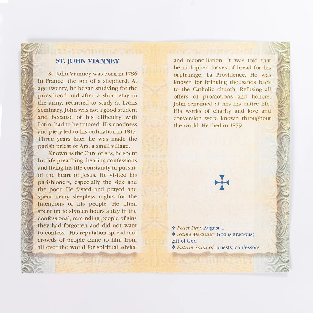 St. John Vianney - Mini Lives of the Saints Folded Prayer Card - Image 2