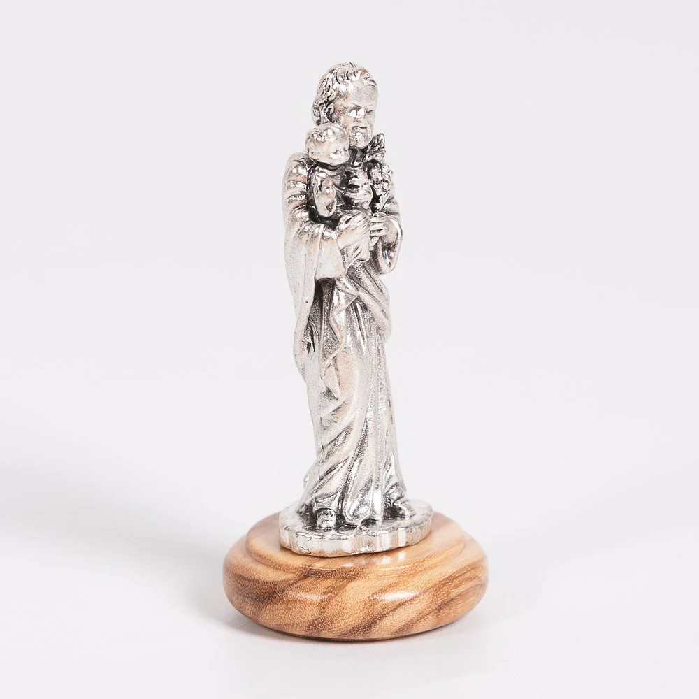 St. Joseph Figurine on Olivewood Base - 2.64" - Image 3