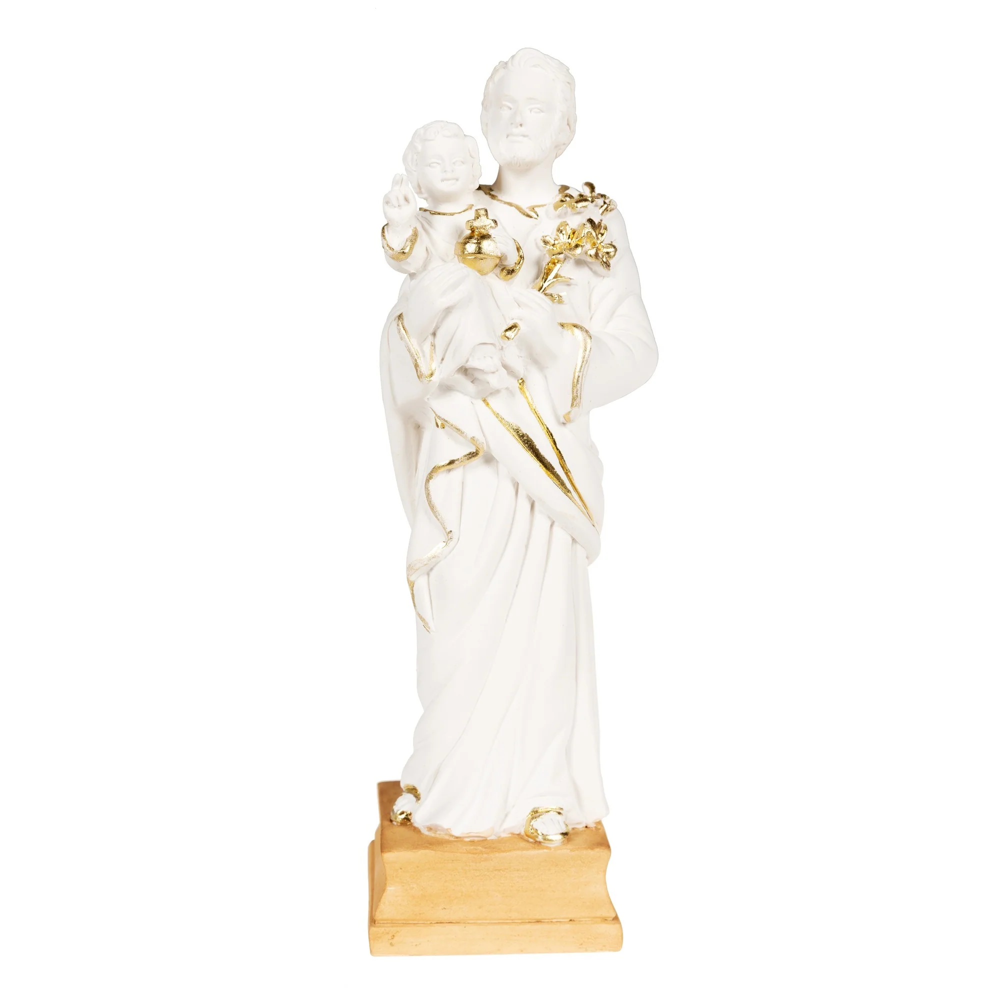 St. Joseph & the Christ Child Statue with Gold  - 7.8" - Image 3